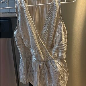 Express Silver Pleated Tank Top